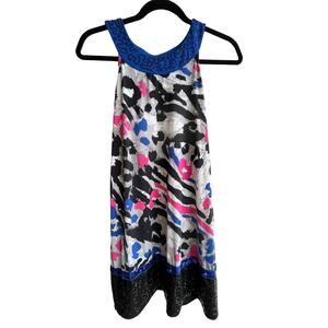 Justice Sequin Multi Color Mini DRESS Juniors Size 14 Sleeveless Leopard Print